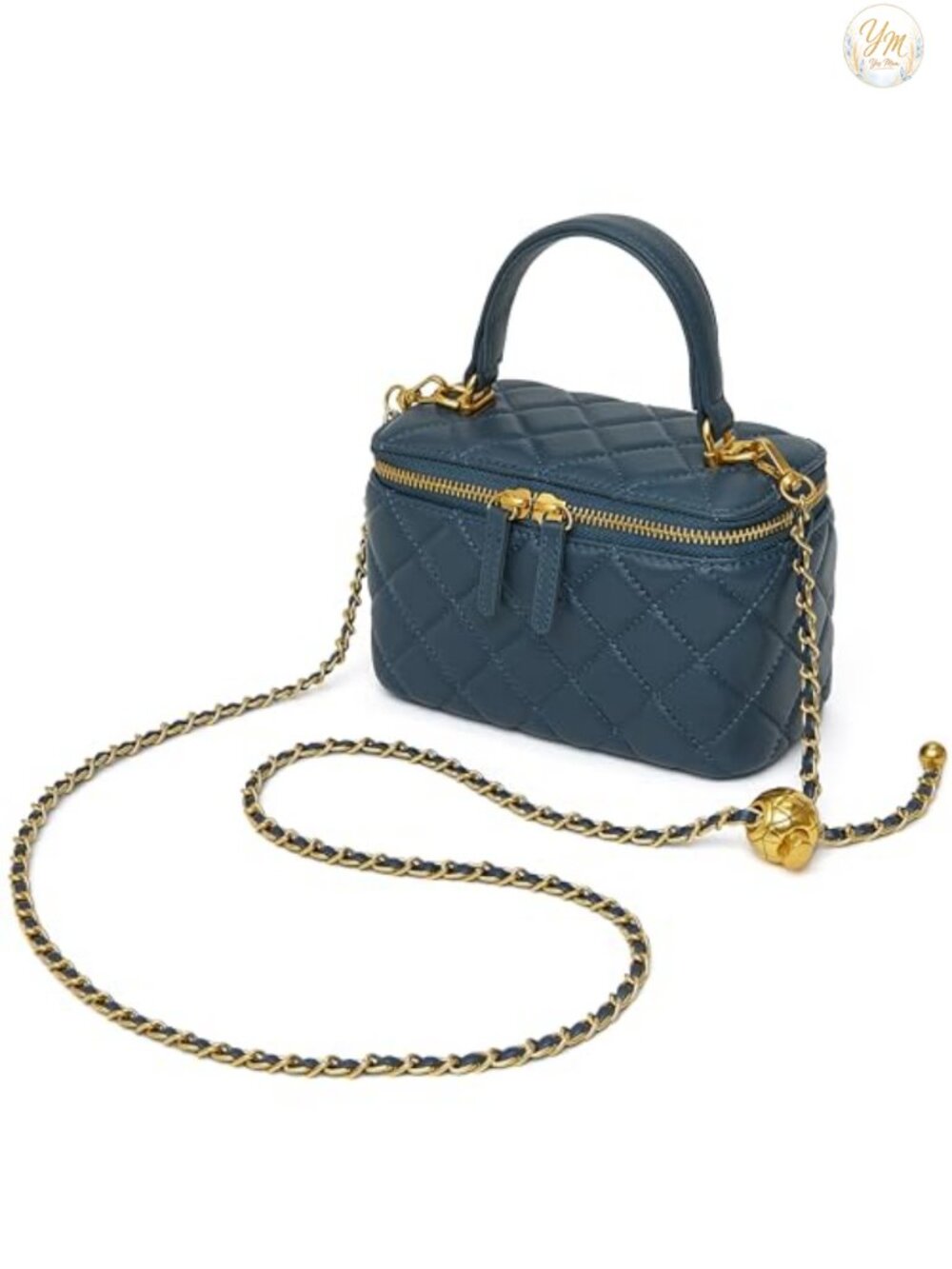 Genuine Leather Small Quilted Crossbody Purse Women Top Handle Box Bag